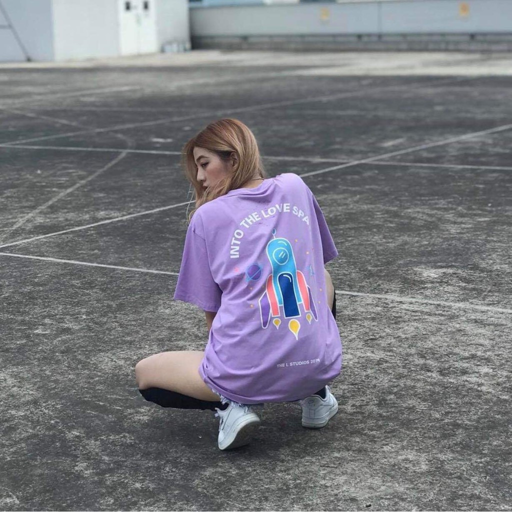 Áo Thun Tay Lỡ Vũ Trụ Tím 🌸FREESHIP🌸 [ IN TO THE LOVE SPACE ] phù hợp cho cả nam và dưới dưới 75 kg | BigBuy360 - bigbuy360.vn
