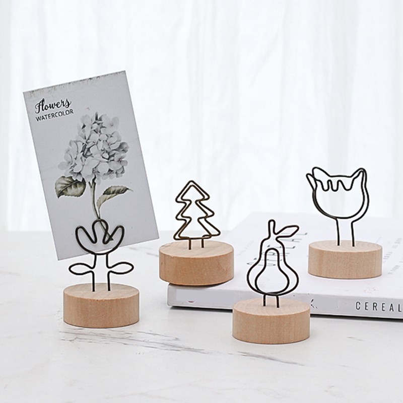 Giá đỡ đế gỗ giữ giấy ghi chú/hình ảnh/danh thiếp để bàn thiết kế đơn giản dễ thương trang trí cho nhà cửa/văn phòng