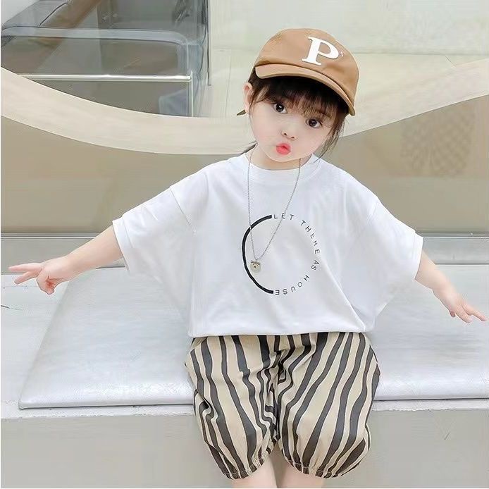 Set Áo Thun Tay Ngắn + Quần Dài Thiết Kế Mỏng Thời Trang Mùa Hè Dành Cho Bé Gái 2022
