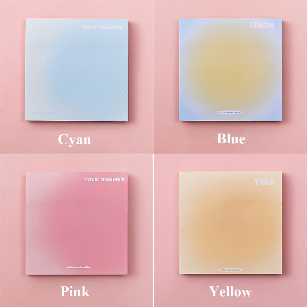 Set 50 tờ giấy ghi chú tự dính màu gradient họa tiết hoạt hình đơn giản