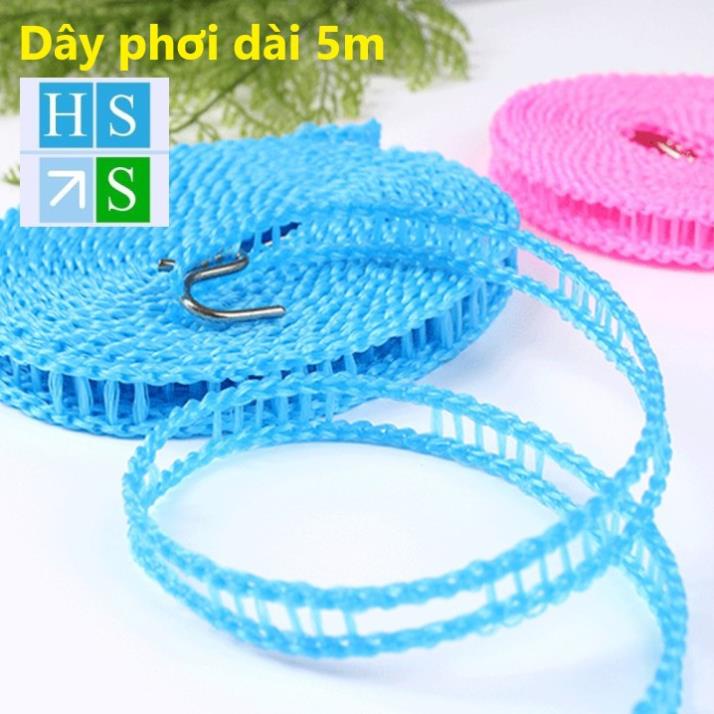 Dây phơi quần áo chịu lực thông minh chống dồn (Dài 5m , Mầu giao ngẫu nhiên) - HS Shop Thủ Đức