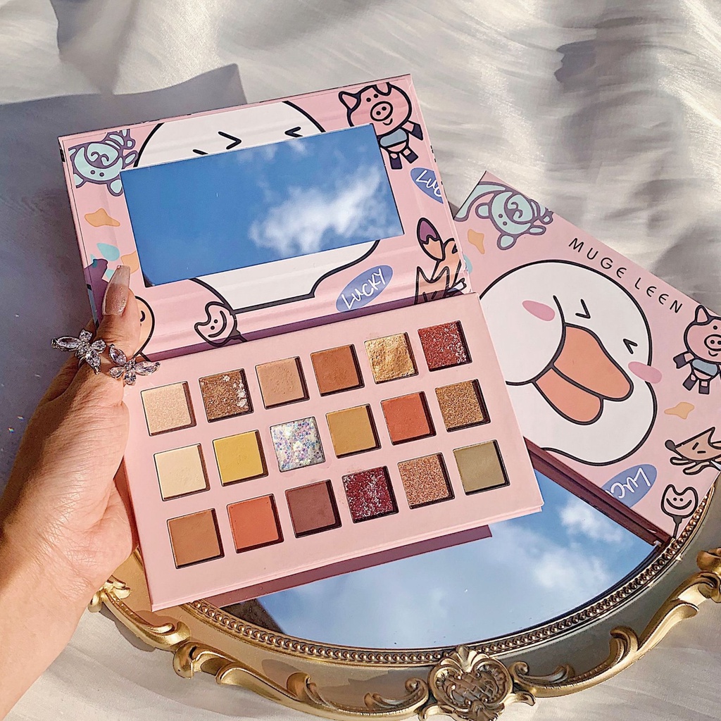 [Hàng mới về] Bảng phấn mắt Muge leen 18 màu tông lì và ánh ngọc trai đẹp mắt chống thấm nước
