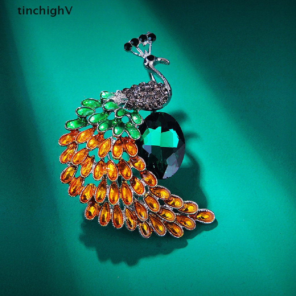 Ghim Cài Áo Hình Chim Công Đính Đá Sang Trọng