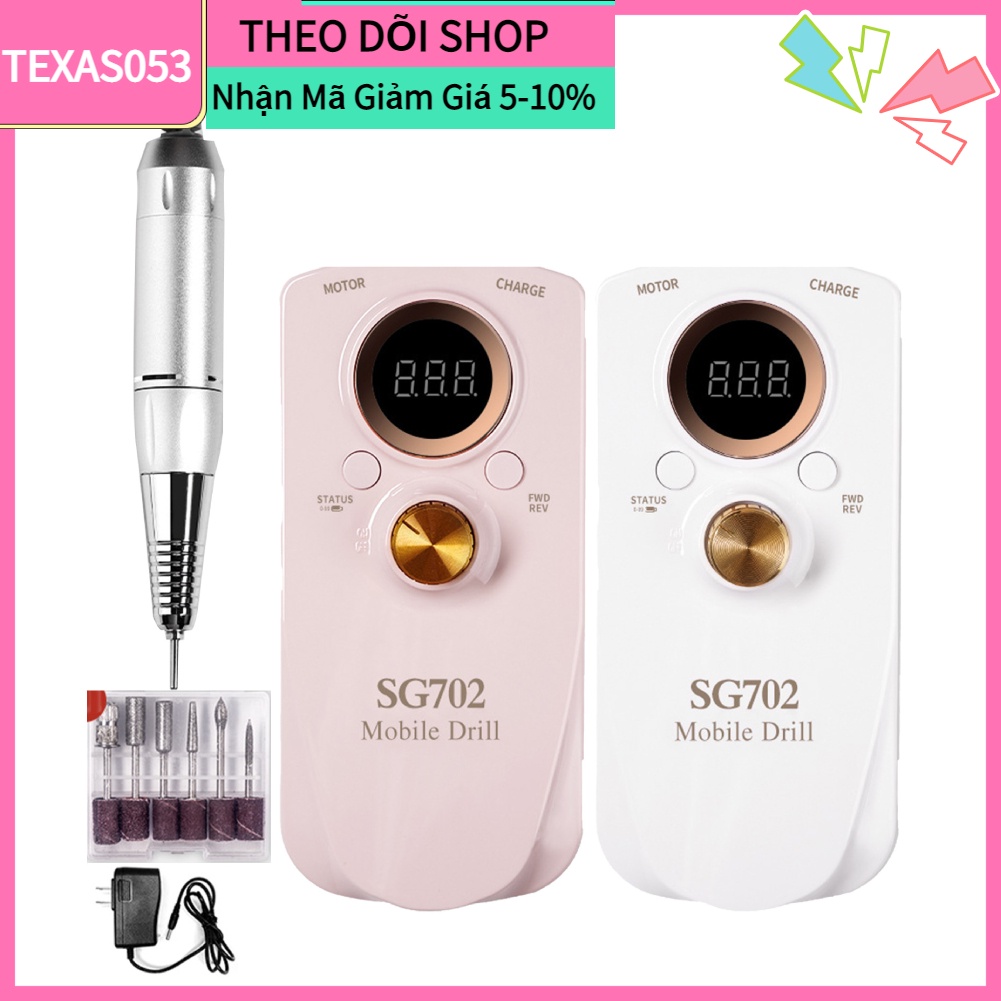 [Hàng HOT] Máy mài móng tích điện Cầm Tay màn hình lcd có thể điều chỉnh kèm đủ phụ kiện【Texas053】