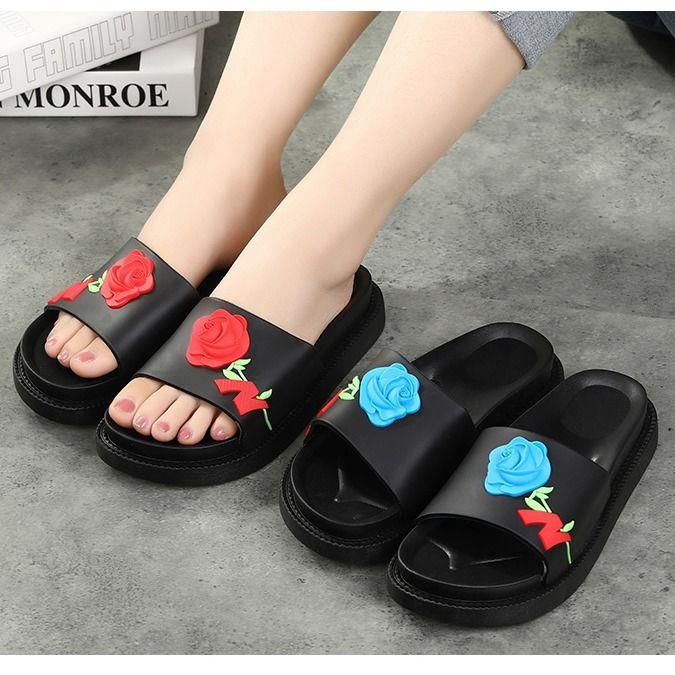 Dép nữ quai ngang đính hoa thời trang hè xinh xắn