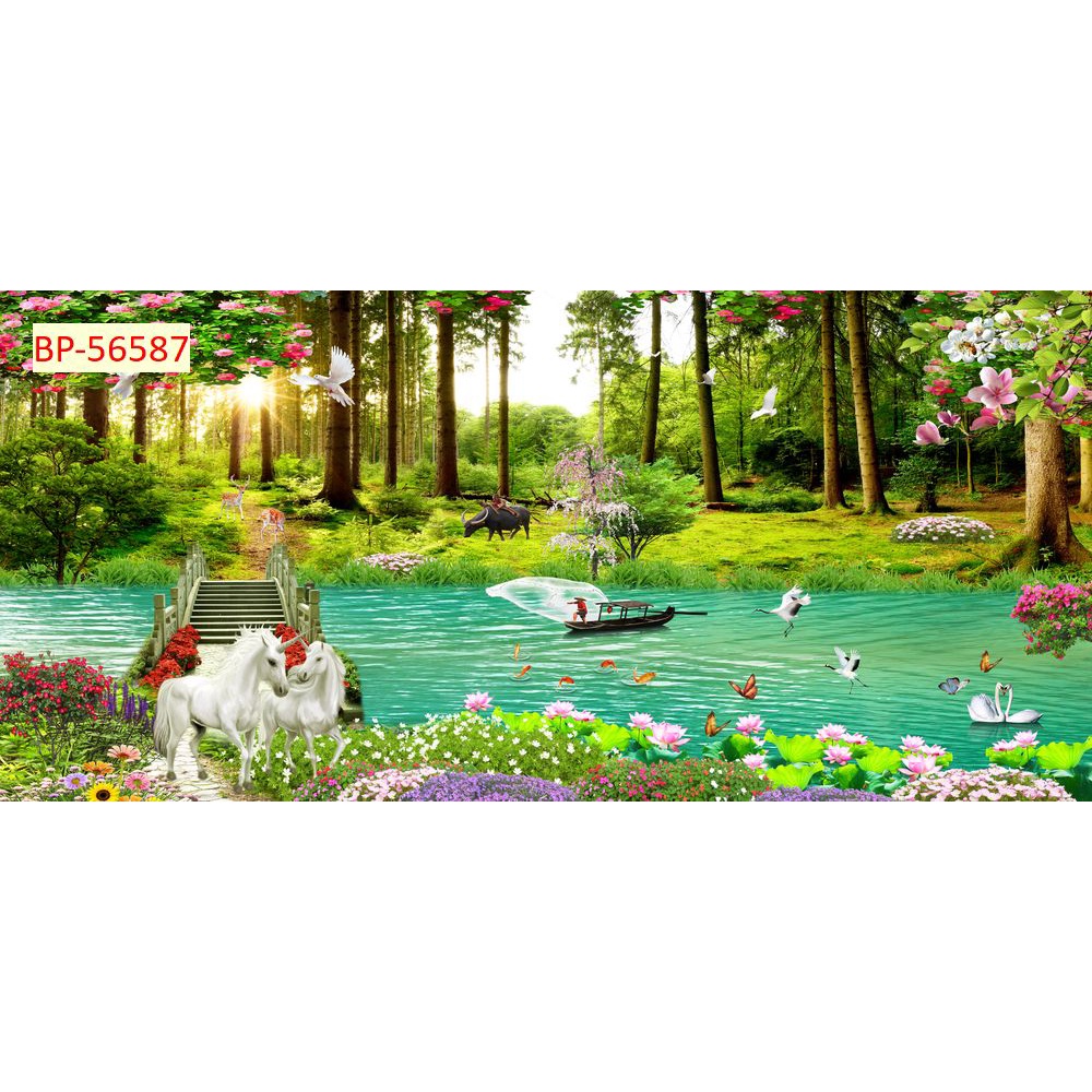 Tranh dán tường thác nước thiên nhiên trong lành