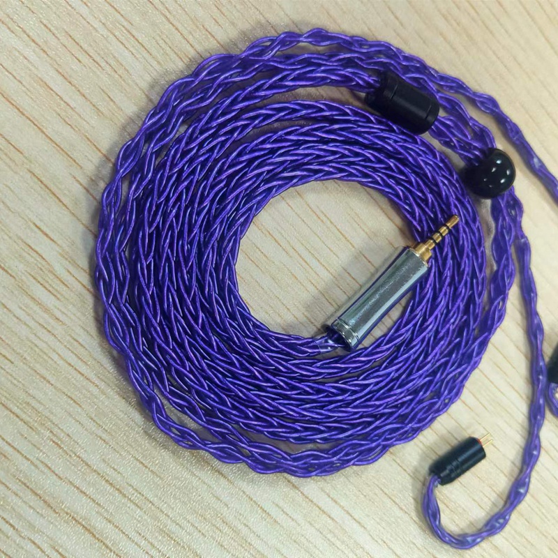Dây Cáp Tai Nghe 8 Dây Bằng Đồng Màu Tím Bạc Phù Hợp Với Mọi Người Mẫu Tai Nghe