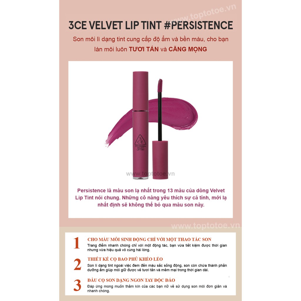 Son Kem Lì 3CE Velvet Lip Tint | BigBuy360 - bigbuy360.vn