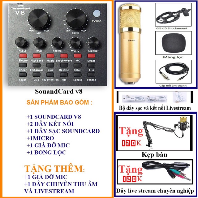 Bộ thu âm livestream BM900 V8 đủ phụ kiện có clip test khách hàng sử dụng sản phẩm
