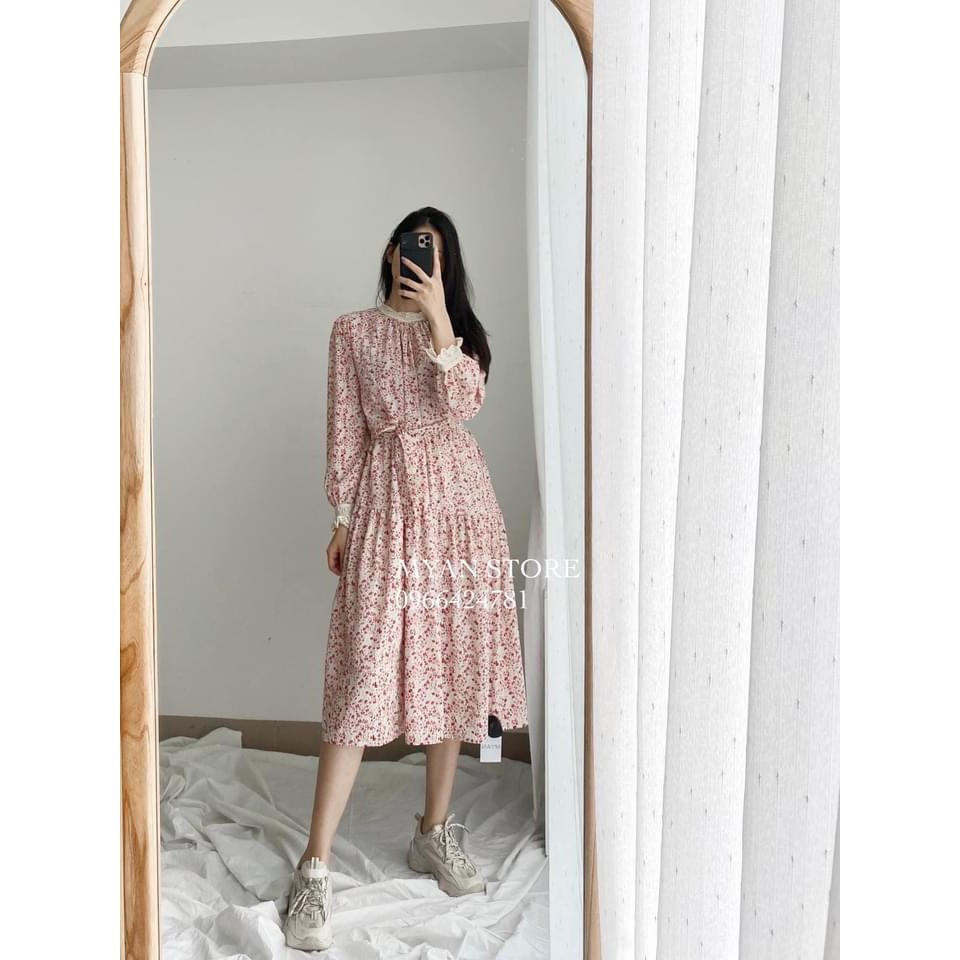 [HOT] Váy bầu thu đông họa tiết hoa nhí xinh xắn