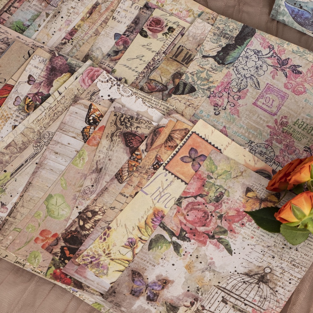 Set 100 Giấy Làm Album Ảnh DIY Phong Cách Vintage