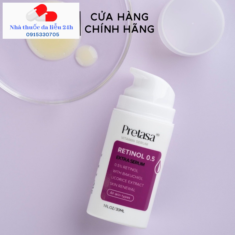 Serum Retinol 0,5 Pretasa chống lão hóa, hỗ trợ kiểm soát mụn - PRETASA RETINOL 0,5 EXTRA SERUM - Nhà thuốc da liễu 24h