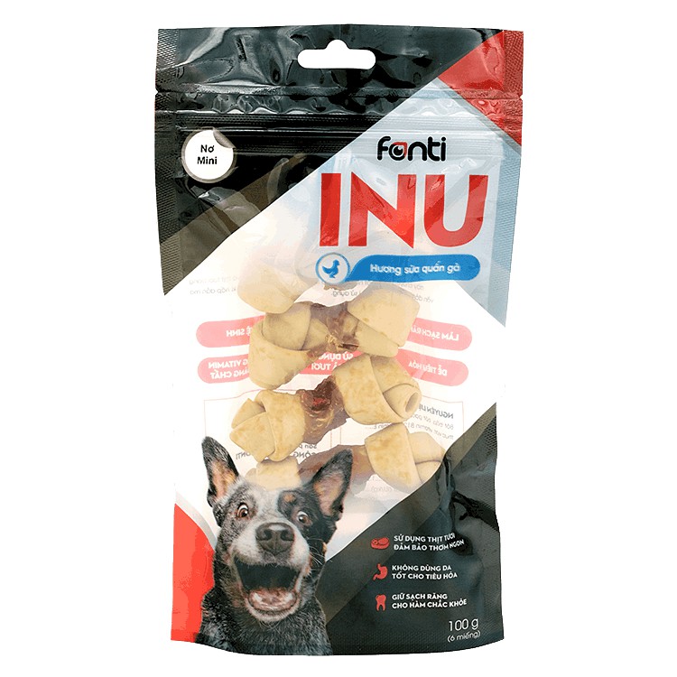 Xương nơ mini quấn gà Inu Fonti 6 viên cho chó
