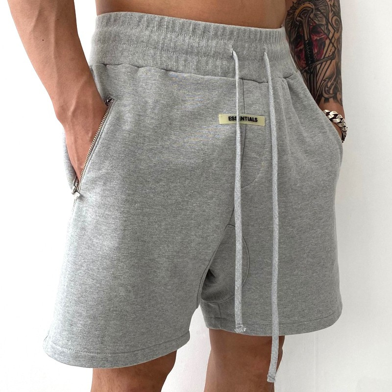 Quần Short Thể Thao Vải Cotton Phối Túi Và Dây Kéo Thời Trang Năng Động Cho Nam