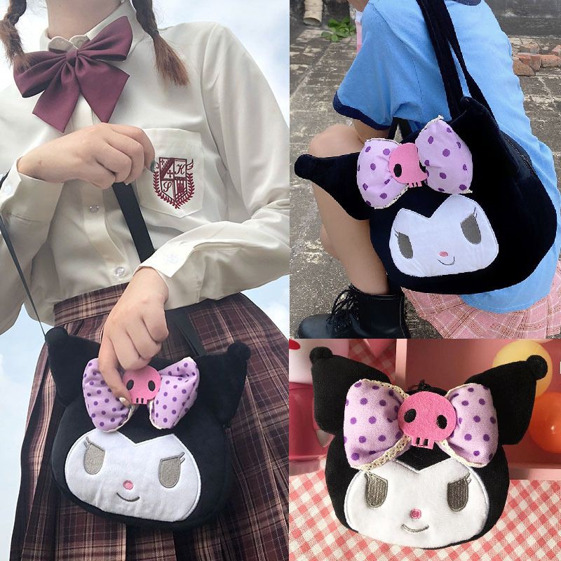Túi Đeo Chéo Thiết Kế Hình Kuromi Nhồi Bông Dễ Thương