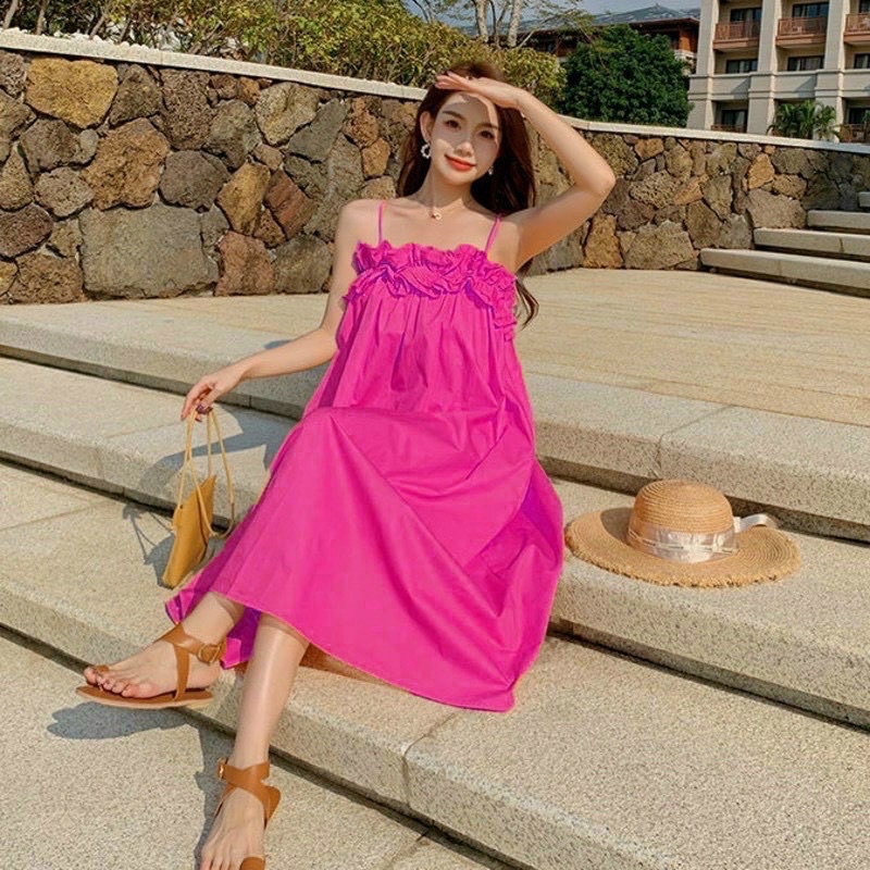 Váy Bầu 2 dây Maxi dáng dài xuông☘️ôm ngực dây bản nhỏfreesize 43-68kg