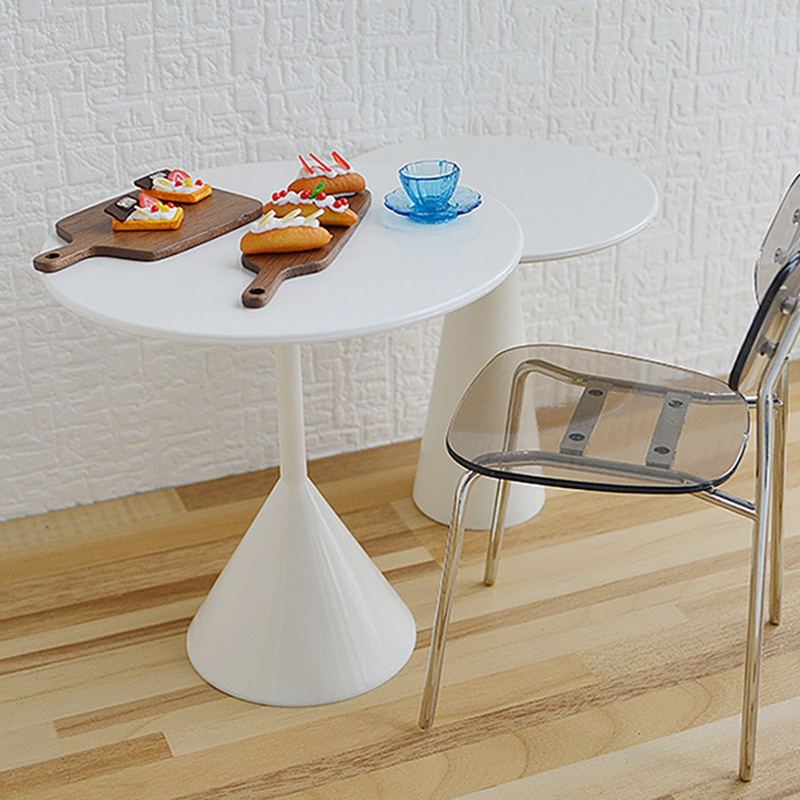 Set 2 Bàn Trà Mini Màu Đen Tỉ Lệ 1/6 Trang Trí Nhà Búp Bê