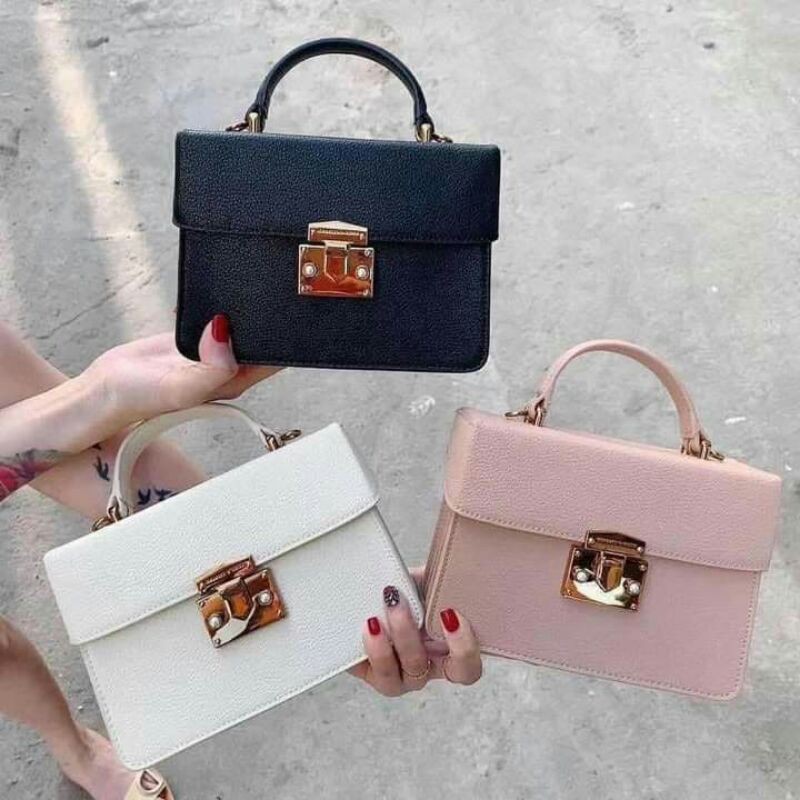 Túi hộp 3 ngăn túi cốp ba ngăn FULL bốn màu trắng , đen, nude, hồng