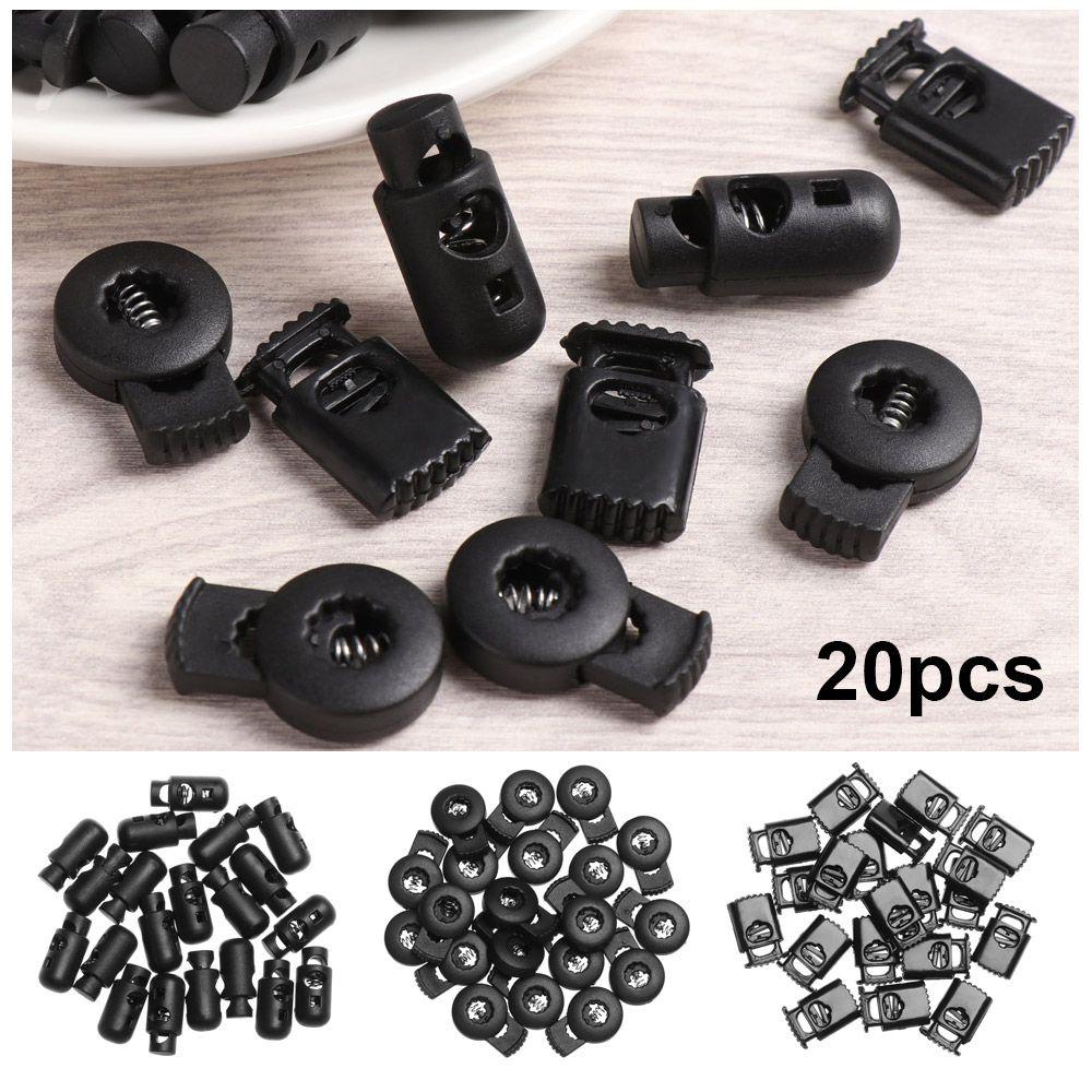 DIACHAVN Set 20 Kẹp Nhựa Hai Lỗ 4 / 5 / 6 / 7mm Màu Đen