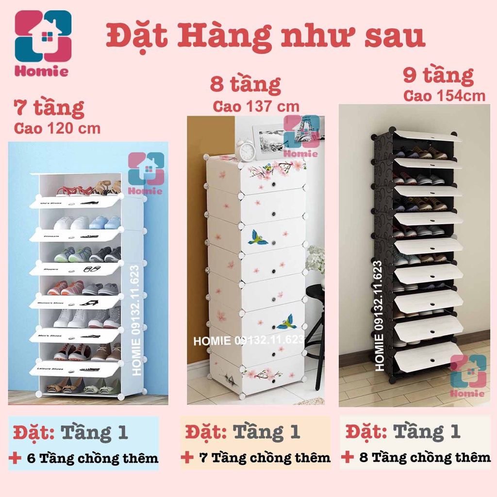 Tủ giày NHỰA ghép từng ô theo tầng - Tủ nhựa ghép đựng giày 1 hàng dọc - Kệ giày thông minh lắp ráp đa  năng