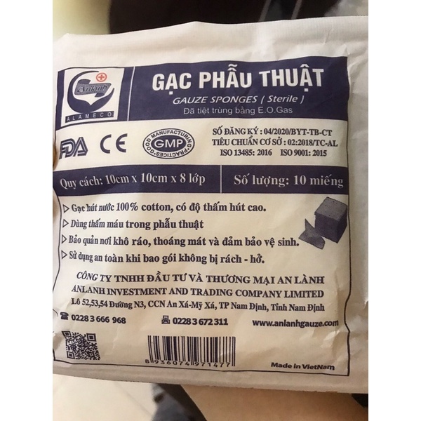 Gạc đắp mặt nạ dùng trong spa gạc y tế tiệt trùng 10 miếng