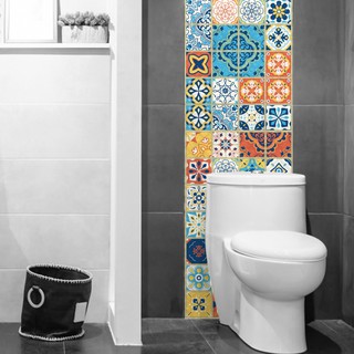 Decal dán trang trí không gian. Hoa văn gạch bông cổ điển.