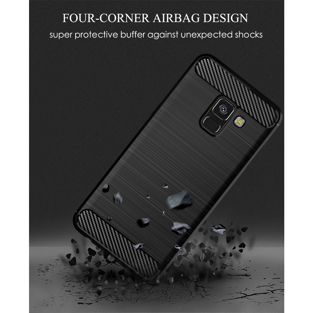Ốp Điện Thoại tpu Silicone Mềm Chống Sốc Họa Tiết Sợi Carbon Cho Samsung Galaxy A8 Plus 2018 A8 +