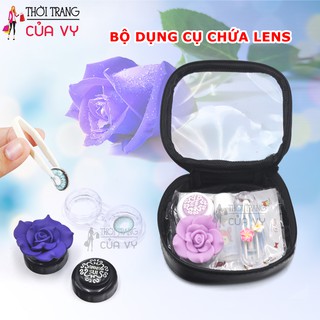 BỘ DỤNG CỤ ĐỰNG KÍNH ÁP TRÒNG (LENS) VÀ HỖ TRỢ ĐEO KÍNH ÁP TRÒNG HOA HỒNG CÓ TẶNG KÈM GƯƠNG CẦM TAY