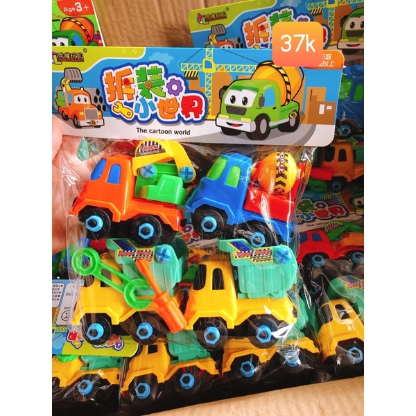 SET 4 mô hình oto công trình xây dựng, cần cẩu, máy xúc/ Đồ chơi thông minh thoả sức sáng tạo cho be, cho trẻ em