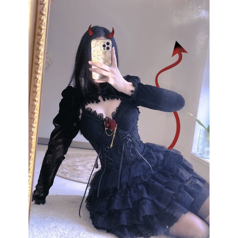 Đầm lolita Họa Tiết Hoa Hồng Gợi Cảm Thời Trang Mùa Hè q7f3