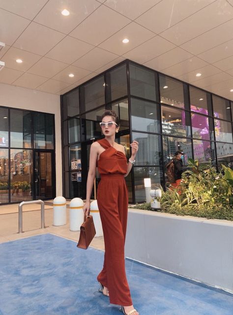 Jumpsuit dài thiết kế lệch vai cao cấp tặng hoa tai thời trang cute