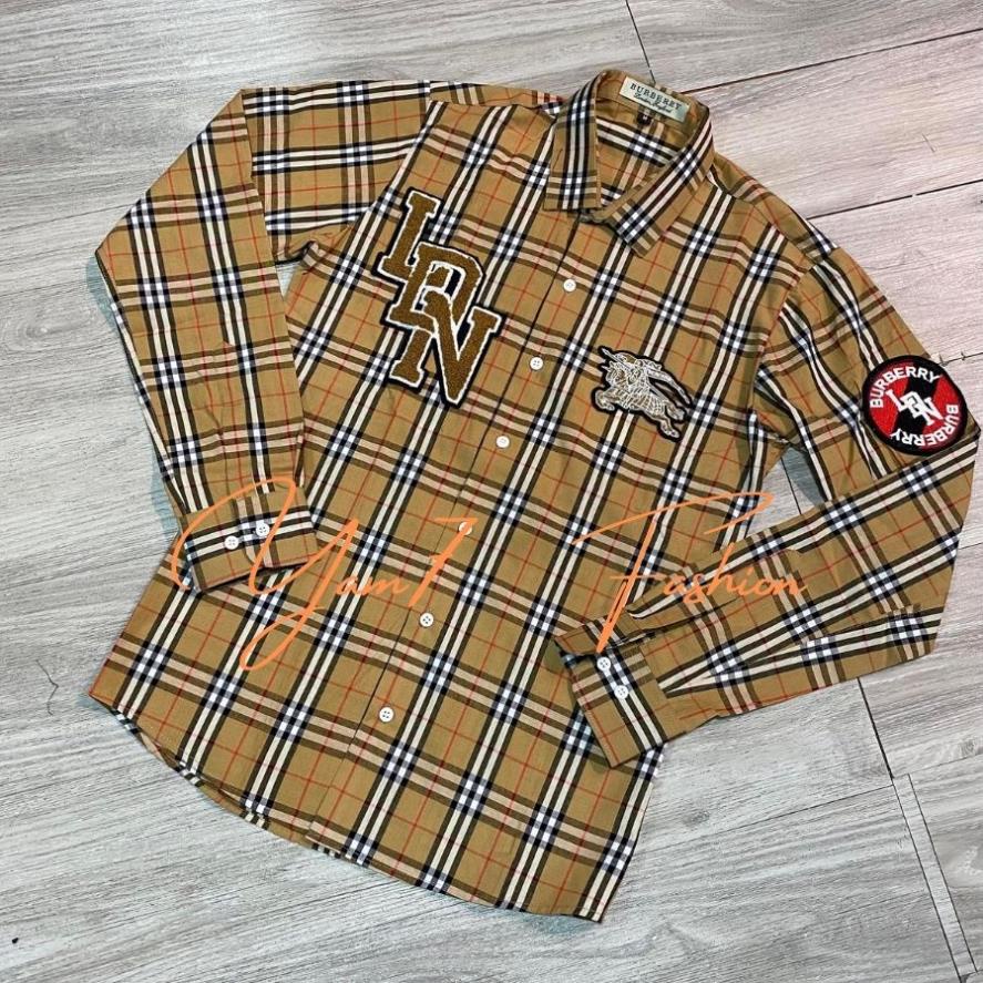 Áo Sơ Mi Kẻ Burberry Nam Yam7-0000150 Họa Tiết Thêu Trước Ngực !
