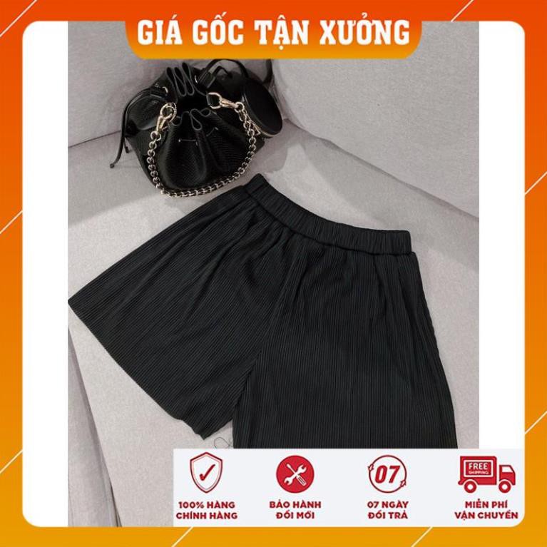 [FREESHIP] [ Mã WASTHOT giảm 10K đơn bất kỳ] Quần Short Nữ Dập Li Ống Rộng 🦋 Quần Đùi Nữ Cạp Chun Màu Đen 🦋