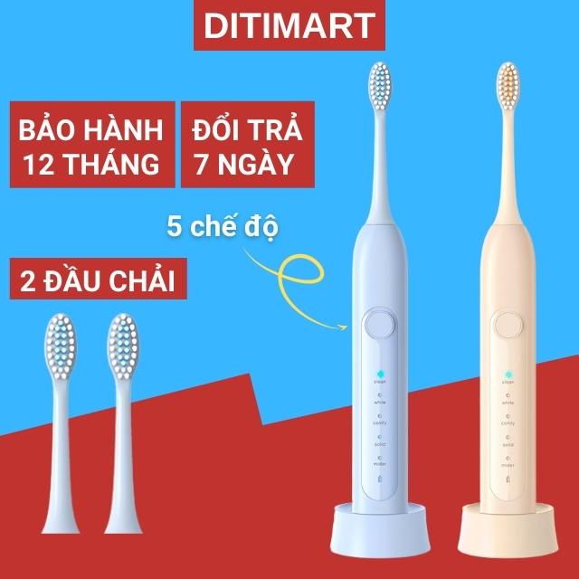 Bàn Chải Điện Đánh Răng 5 Chế Độ Sonic Sợi Dupont Làm Sạch Sâu Làm Trắng Sáng Răng Tự Nhiên, Sạc Điện B10