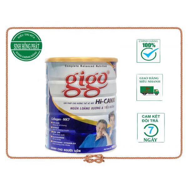 Sữa bột Gigo hi - canxi lon 900g bổ sung canxi phòng ngừa loãng xương và tiểu đường