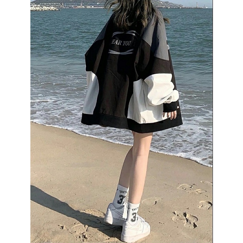 Áo Khoác Dù Bomber Nữ Form Rộng In Chữ Siêu Chất, Siêu Ngầu Hot Trend