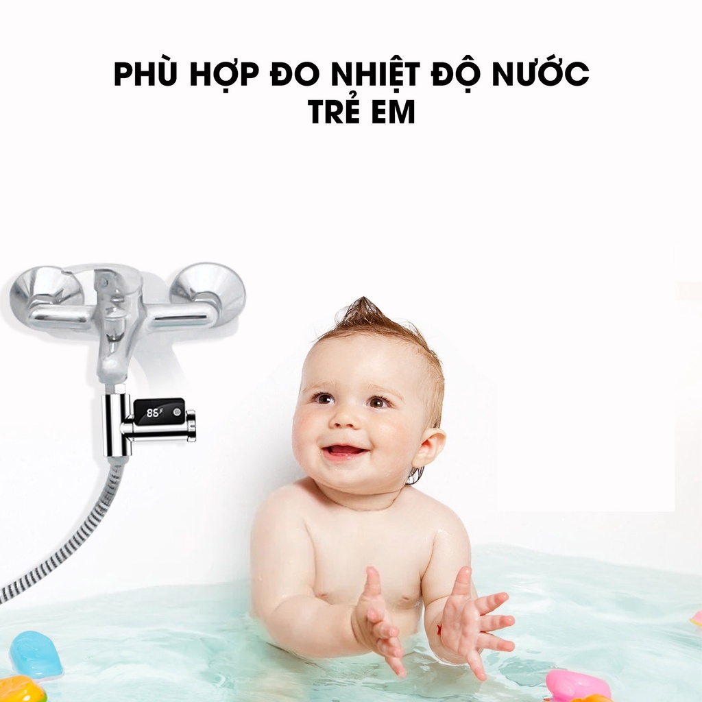 Thiết bị đo nhiệt độ nước vòi hoa sen nhà tắm, thích hợp cho trẻ em, hiển thị led