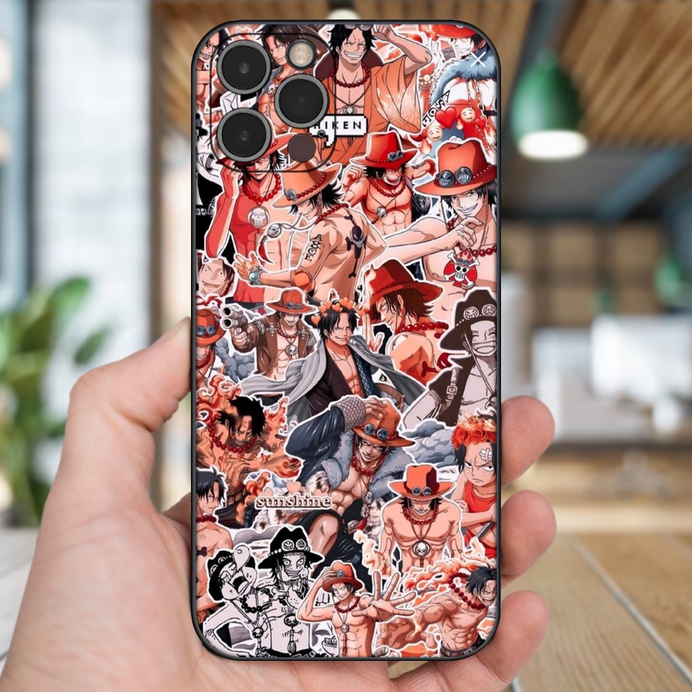 Ốp lưng iPhone 12 Pro dẻo đen cạnh vuông in hình Ace One Piece