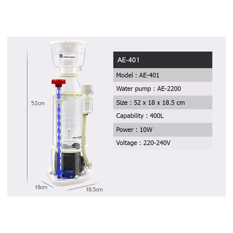 Skimmer AE401 AquaExcel Máy tách bọt cho bể cá biển 300 - 400l
