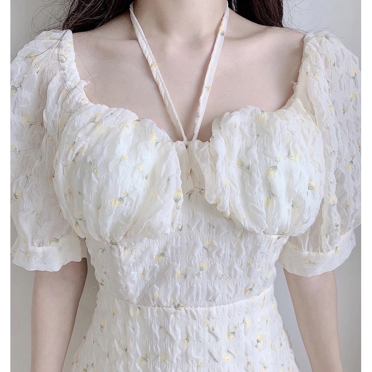 Váy hoa nhí xốp nhún màu pastel *Yoona Dress* tay bồng 2 lớp