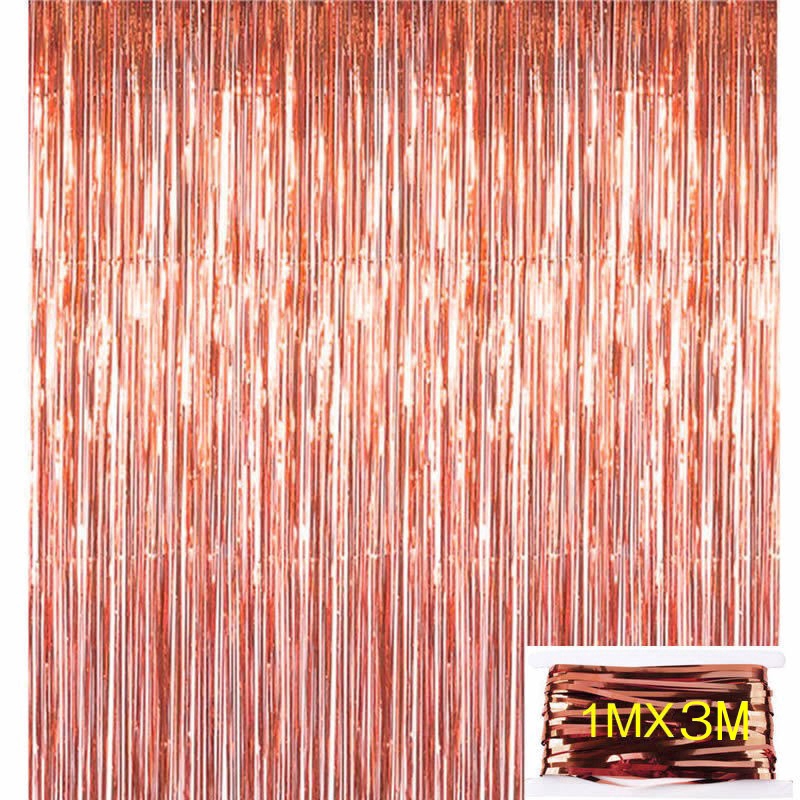 Bộ sản phẩm rèm hoa giấy tua rua màu vàng hồng trang trí tiệc tiện dụng