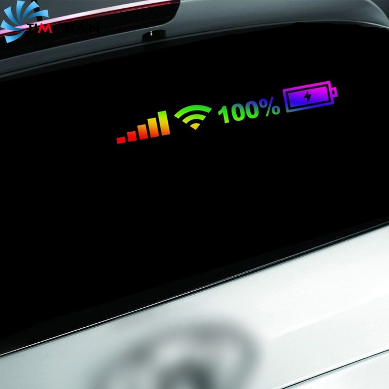 Nhãn dán vinyl tự dính họa tiết sạc wifi nhiều màu vui nhộn trang trí xe hơi
