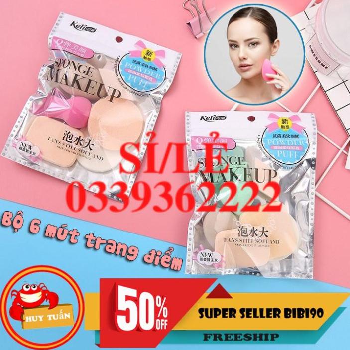 [ COCOLOVE ] SET 6 mút trang điểm đa chức năng bằng bọt biển KELI bibi90  HAIANHSHOP