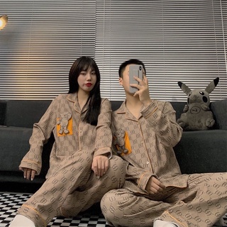 Đồ ngủ nam nữ gấu mới chất cotton xịn loại 1 siêu thoáng và thoải mái phiên bản dài tay thu đông