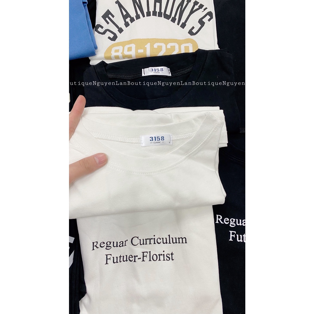 Áo phông 3158 nam nữ in chữ Eddie hàng Quảng Châu chất cotton 100% áo thun form rộng tay lỡ unisex