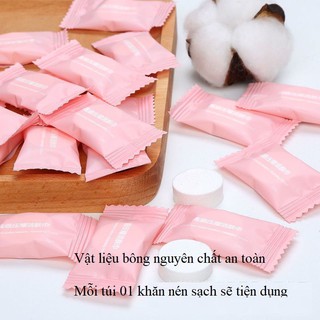 Khăn giấy nén du lịch cotton siêu dai (combo 10 viên)