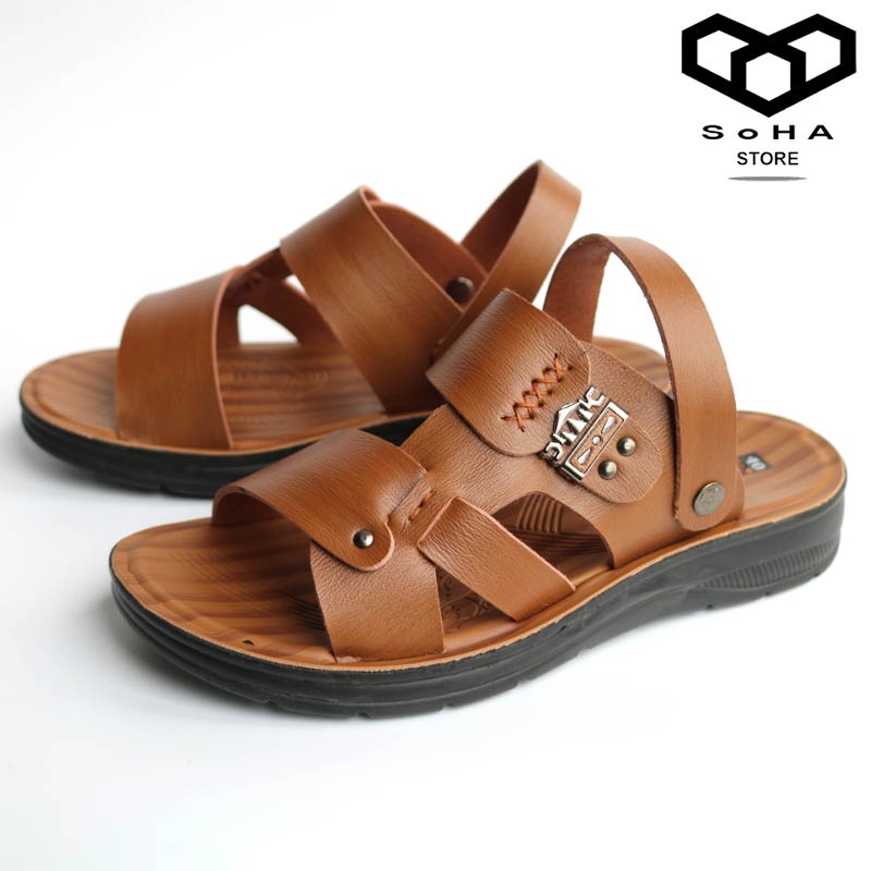 Dép Da Nam Thời Trang Đế Cao Su Đúc Nguyên Khối Cao Cấp SH02