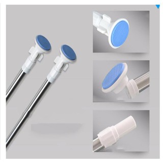 Thanh treo rèm thép không gỉ thẳng - ko khoan tường đầu tròn xanh