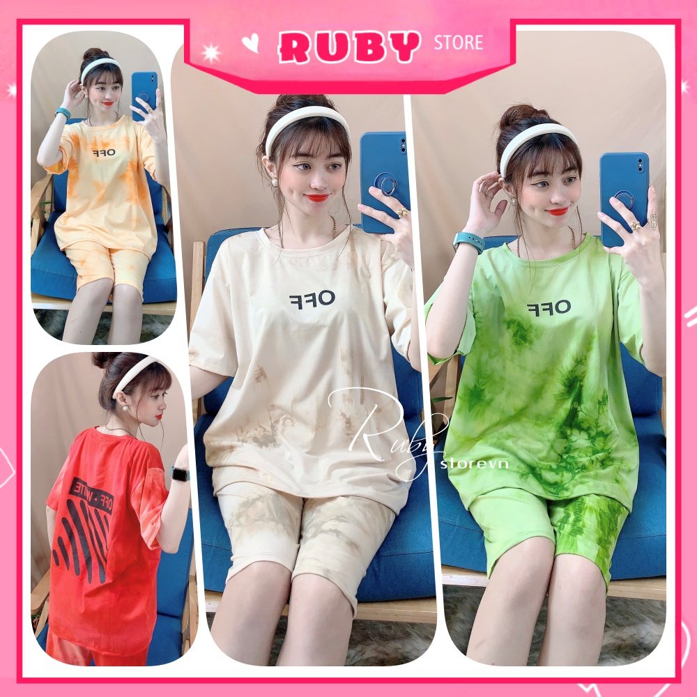 Đồ bộ nữ mặc nhà chất thun mềm mát loang màu in họa tiết dễ thương TP88