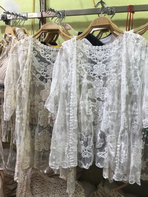 Áo choàng (kimono) ren biển hoa hồng hot hit (65-70cm)
